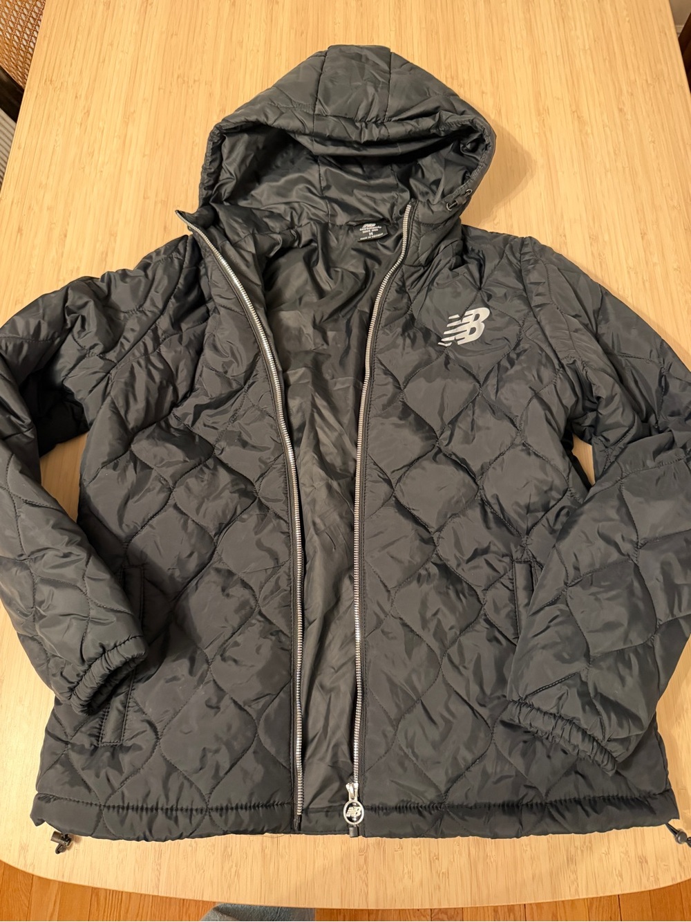 New Balance Black Quilted Hooded Jacket
